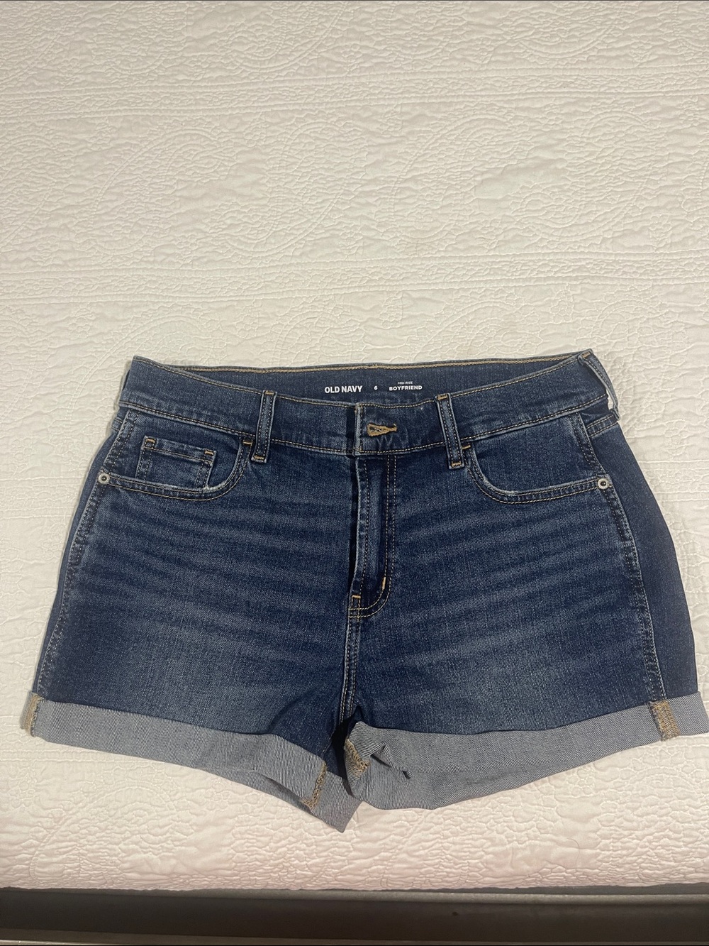 Old Navy Dark Blue Rolled Hem Jean Shorts
